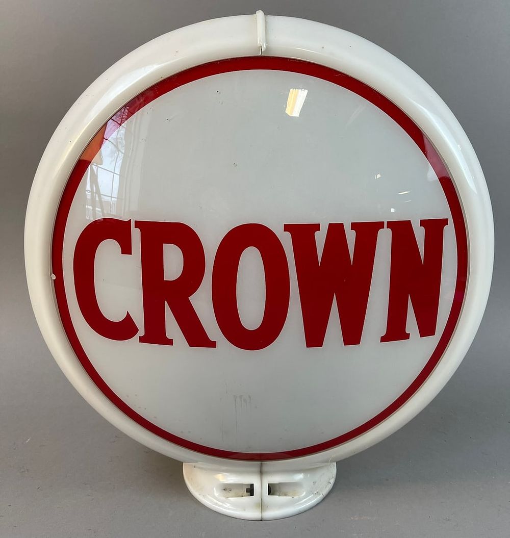 Lot 217: Original Crown Oil Gas Station Pump Glass Globe