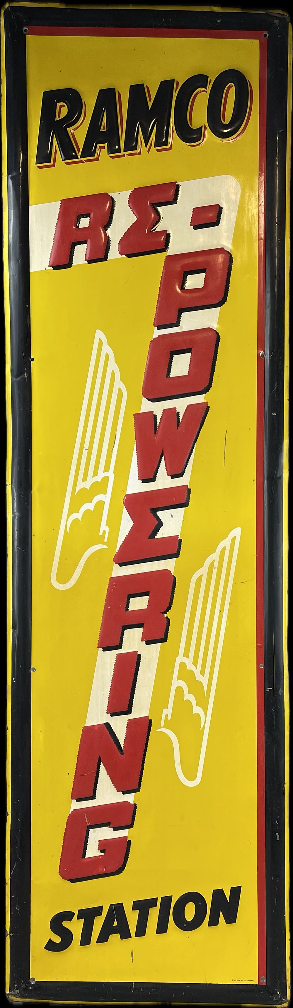 Lot 222: Ramco Repowering Gas Station Vertical Metal Sign