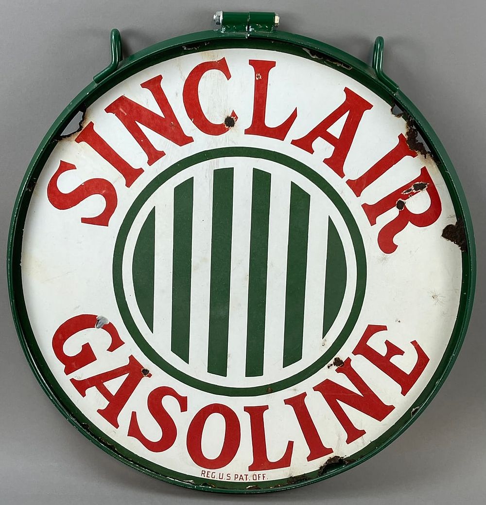 Lot 224: Rare 24" Sinclair Jail Bar Lollipop Porcelain Sign