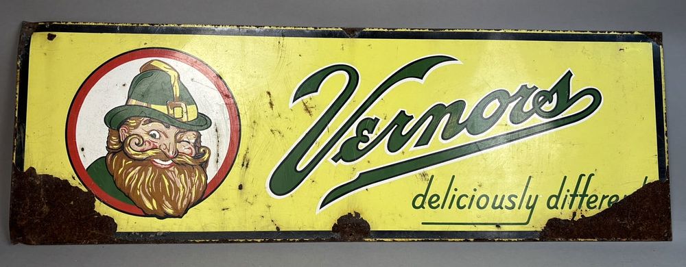 Lot 228: 1950s Vernors Ginger Ale Soda Painted Metal Sign