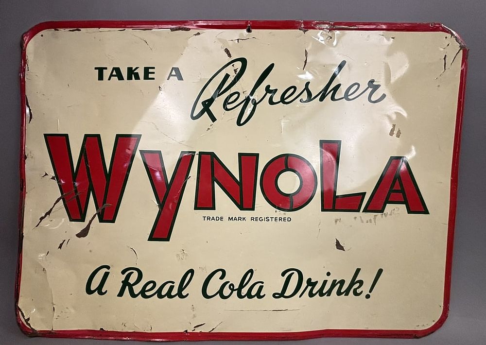 Lot 240: 50s SST Wynola Soda Pop Advertising Tin Metal Sign