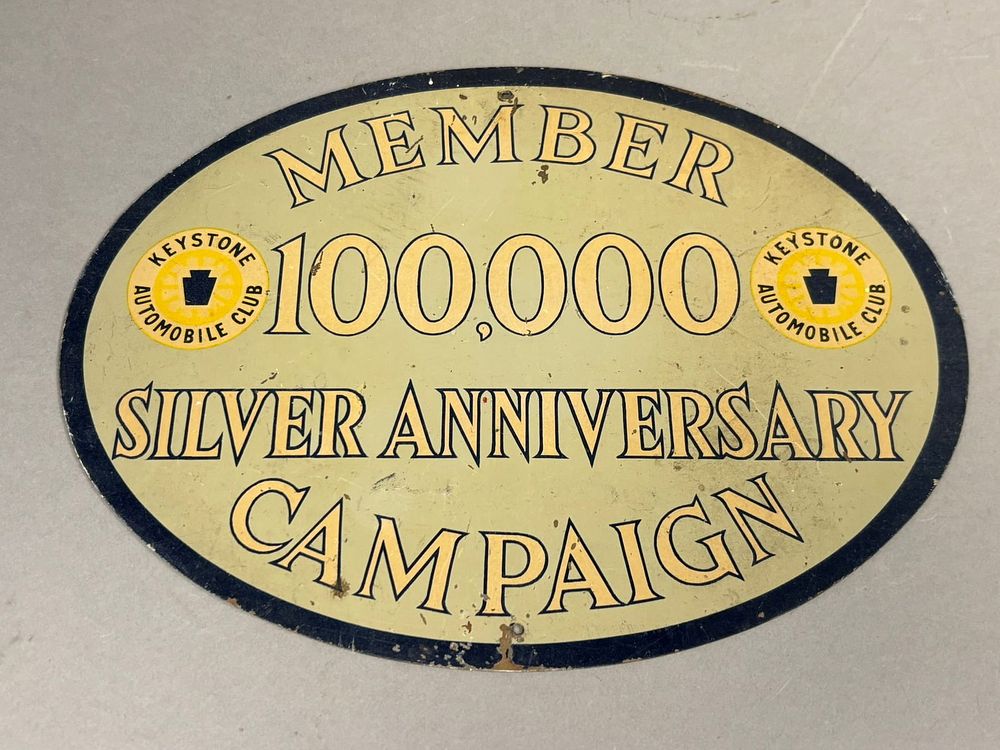 Lot 251: Keystone Automobile Car Club 100K Member Tin Sign
