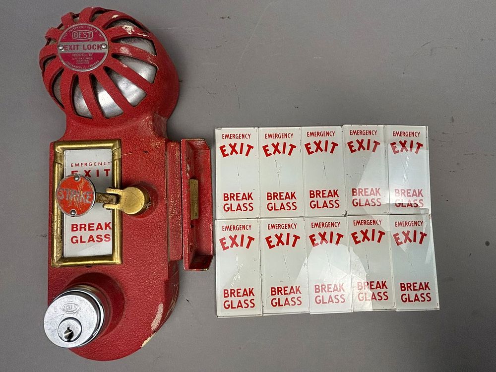 Lot 270: Best Emergency Alarm Exit Lock w/ 10 Break Glass Extras