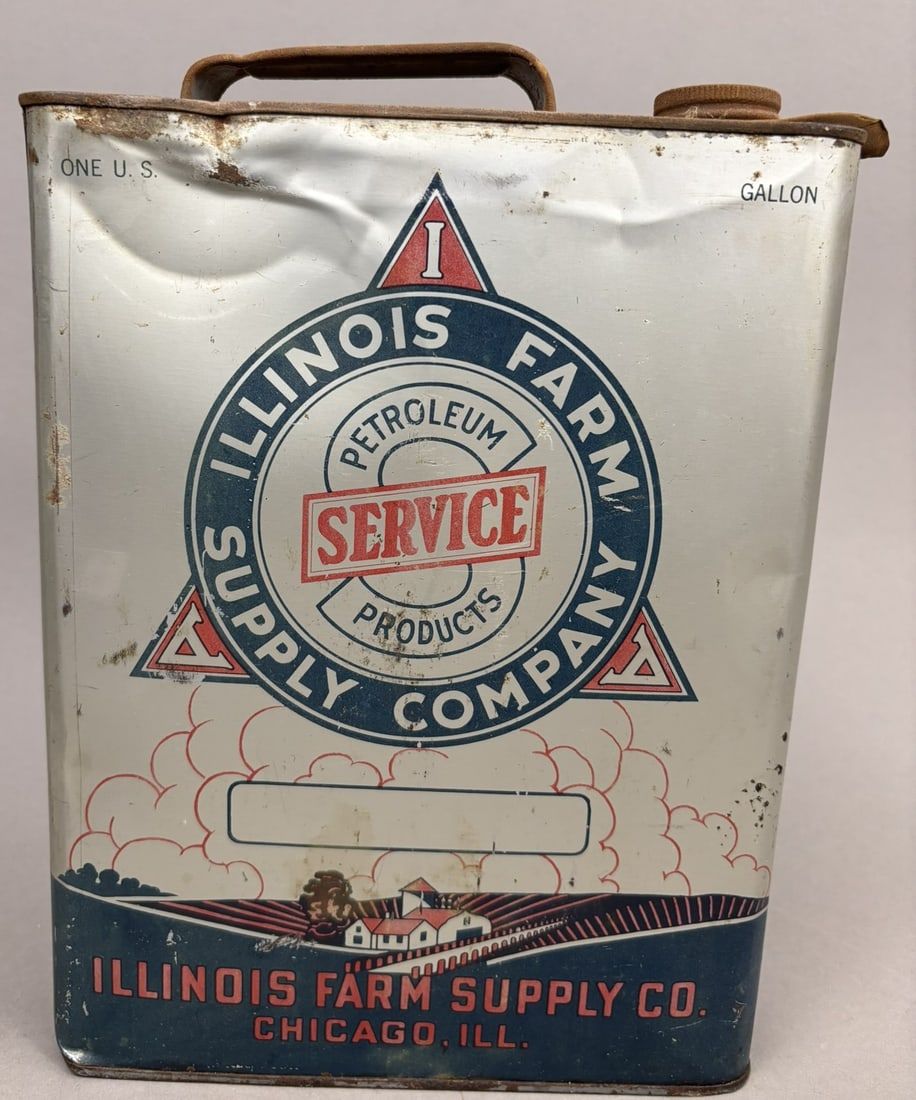 Lot 277: Illinois Farm Supply Co Chicago Slim 1 Gallon Motor Oil Can