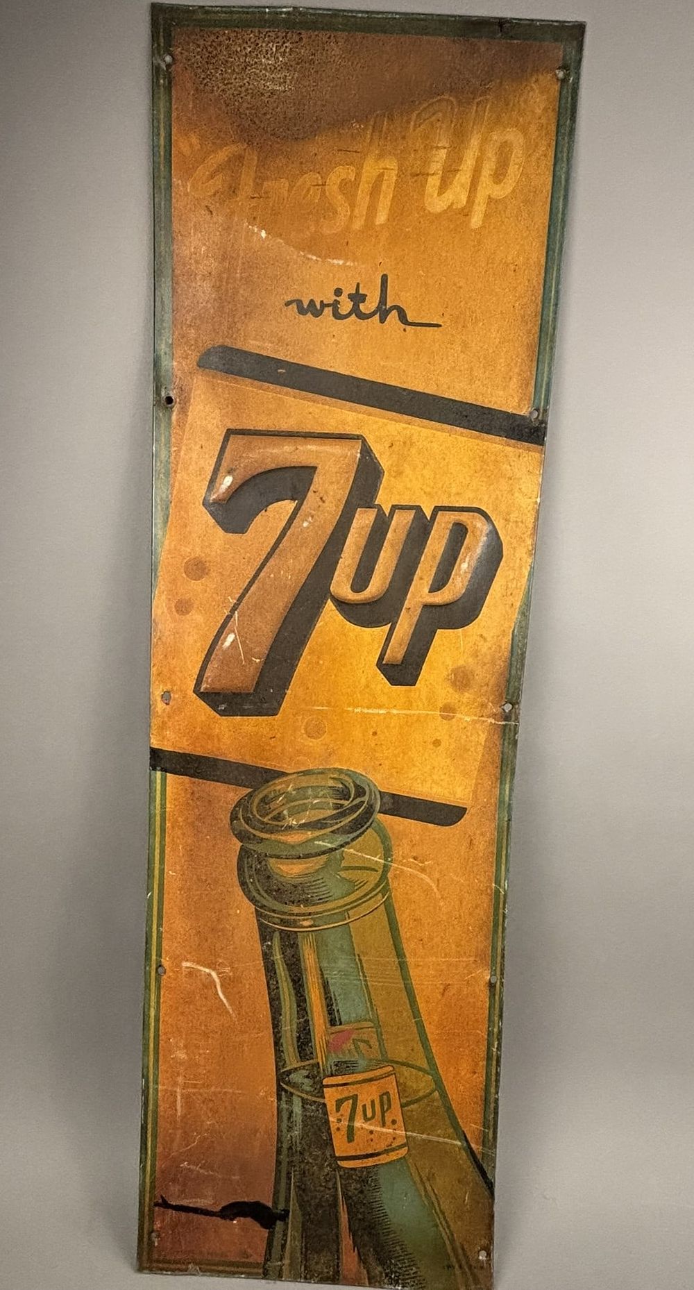 Lot 278: Fresh Up With 7up Seven Up 40s SST Metal Advertising Sign