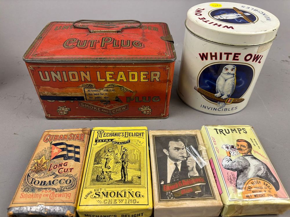 Lot 296: Lot 6 Early Tobacco Tins Pouches Cuban Star Trumps