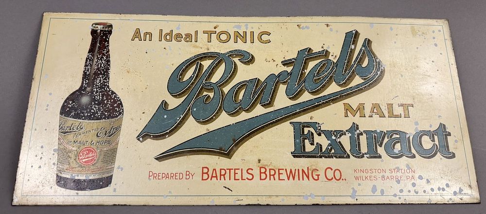 Lot 297: Bartels Malt Extract TOC Ideal Tonic Tin Advertising Sign