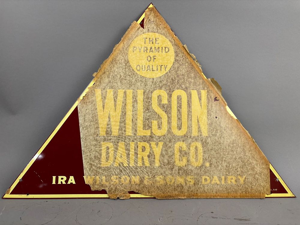 Lot 312: 1949 NOS Ira Wilson Dairy Co SST Michigan Milk Sign