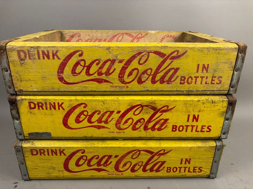 Lot 314: Lot 3 60s Coca Cola Wooden Advertising Bottle Crates