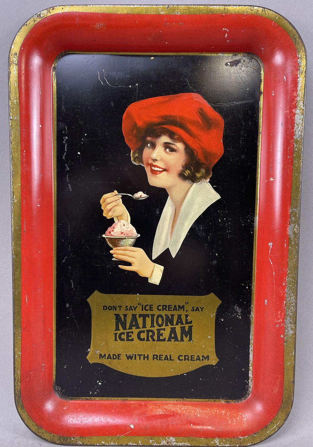 Lot 318: Antique Early 1900s National Ice Cream Advertising Tray
