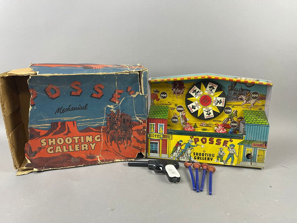 Lot 350: Wyandotte Michigan Posse Tin Litho Shooting Gallery Game