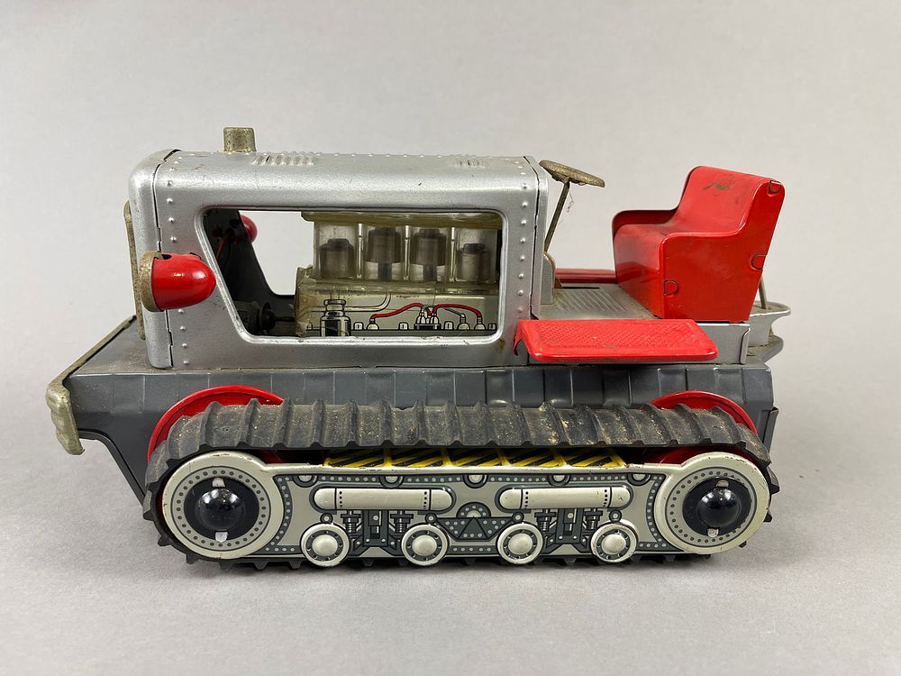 Lot 352: Space Toy Nomura Japan Tin Toy Tractor Bulldozer w/o Robot
