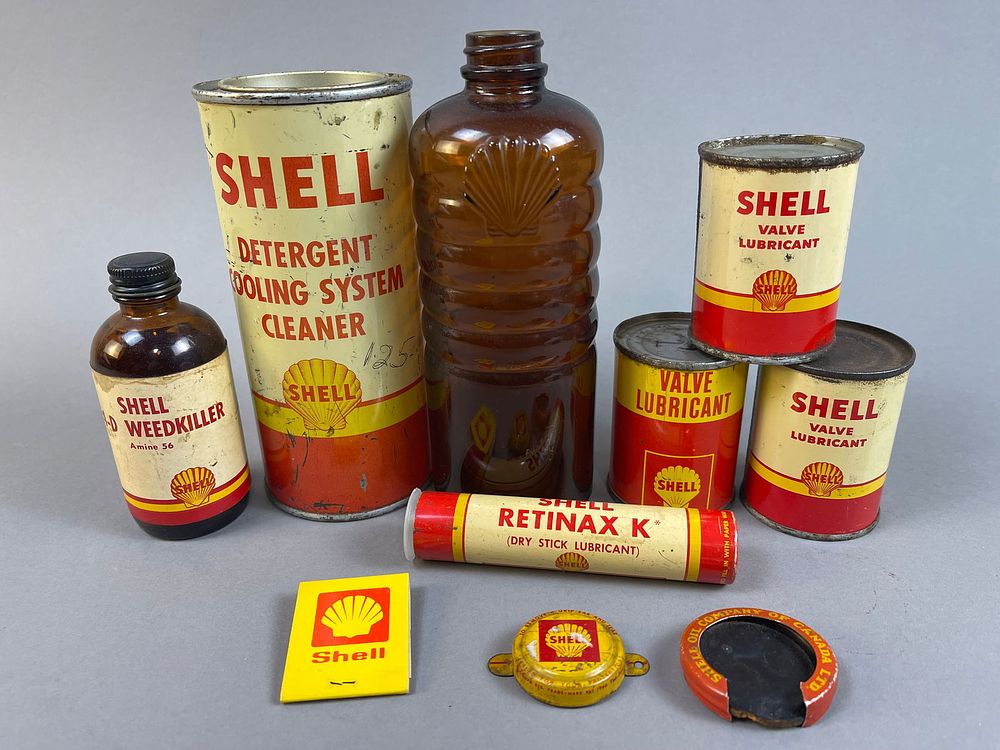 Lot 356: Lot 10 Shell Oil Assorted 40s 50s Glass & Metal Cans
