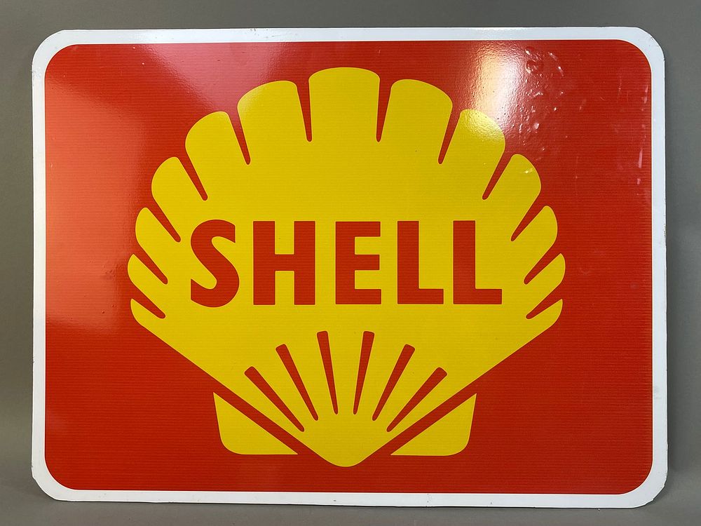 Lot 372: Shell Gasoline Service Station DST Painted Metal Sign