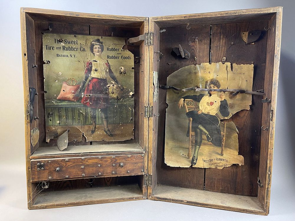 Lot 388: Antique Early 1900s Jackson Vehicle Co Tool Cabinet