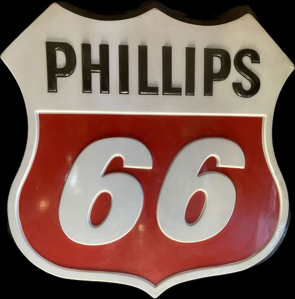 Lot 394: Phillips 66 Plastic 6' Lighted Embossed Gas Station Sign
