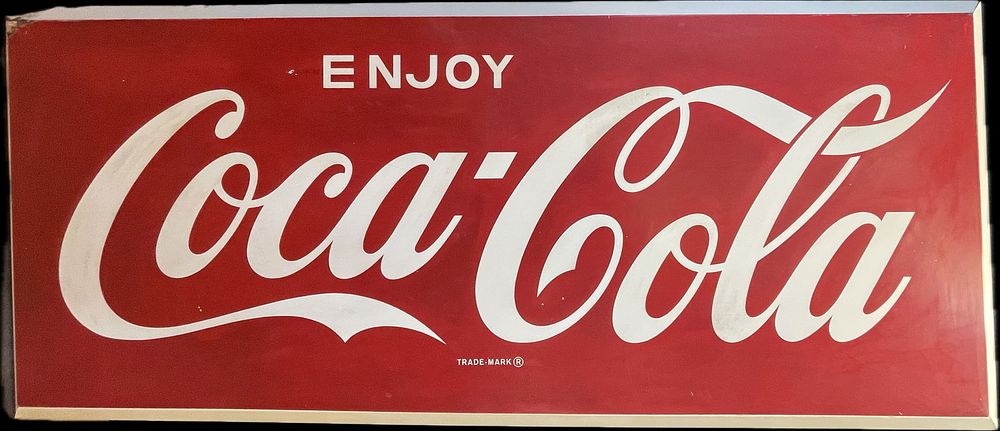 Lot 395: 1960s 7' Enjoy Coca Cola Self Framed Metal Soda Pop Sign