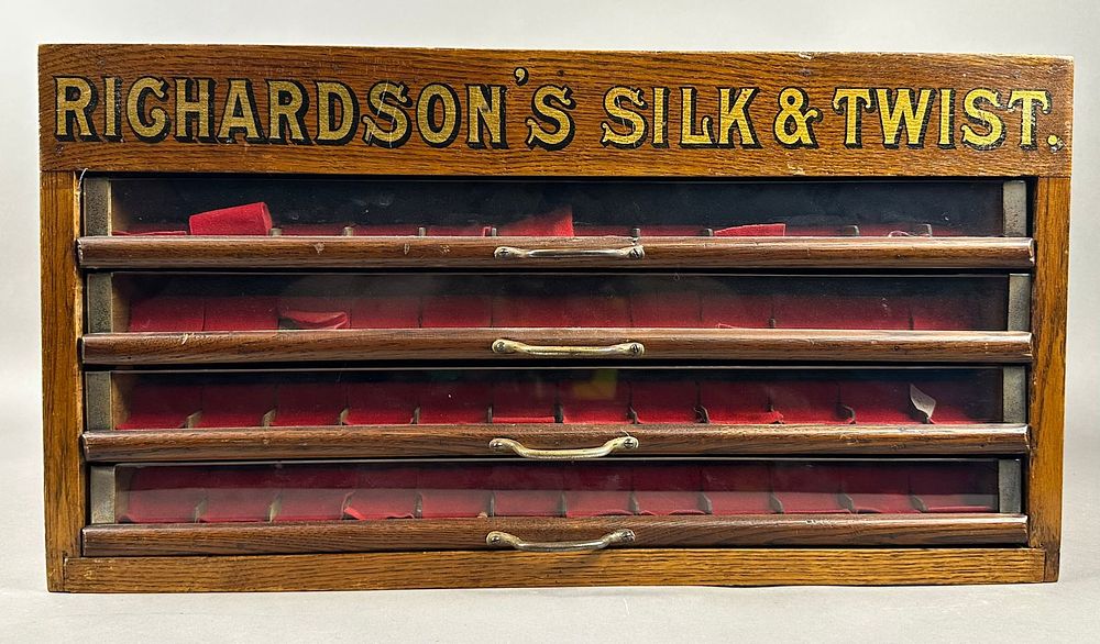 Lot 403: Richardson Silk Co 4 Drawer Original Wood Thread Cabinet