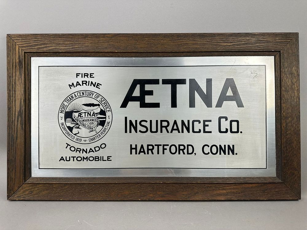 Lot 413: Aetna Insurance Co Hartford Connecticutt Fire Marine Tornado Sign