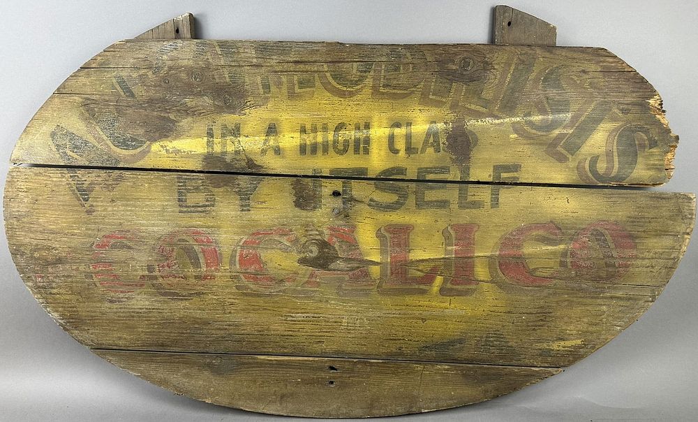 Lot 414: Automobilists High Class By Itself Cocalico Painted Wooden Sign