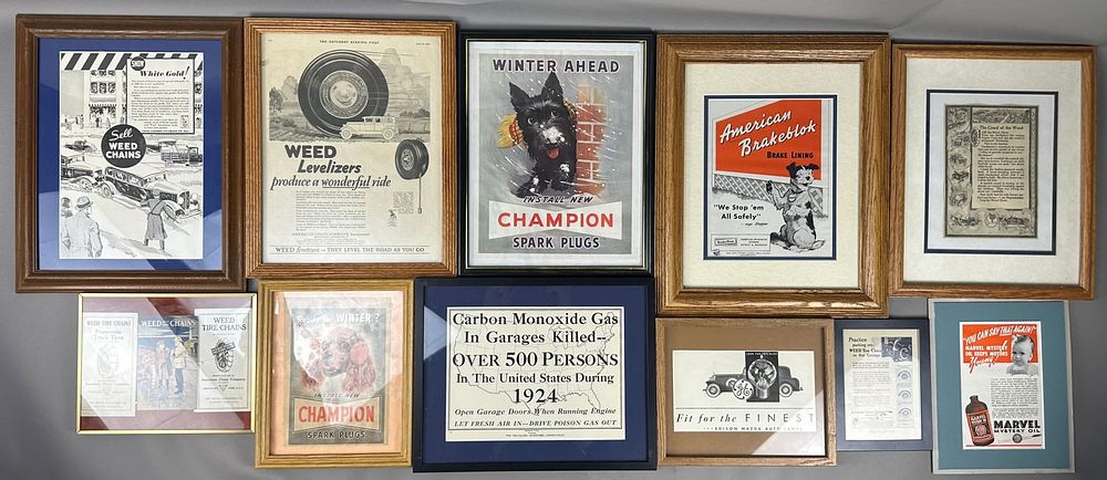 Lot 422: Lot 11 Framed Automotive Prints Champion Marve Weed Chains