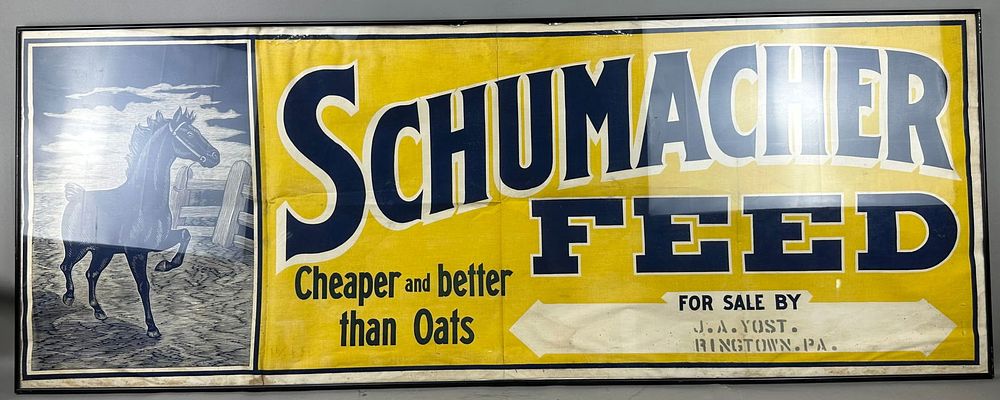 Lot 446: Schumacher Feed 20s-30s 5' Paper Stock Poster Sign