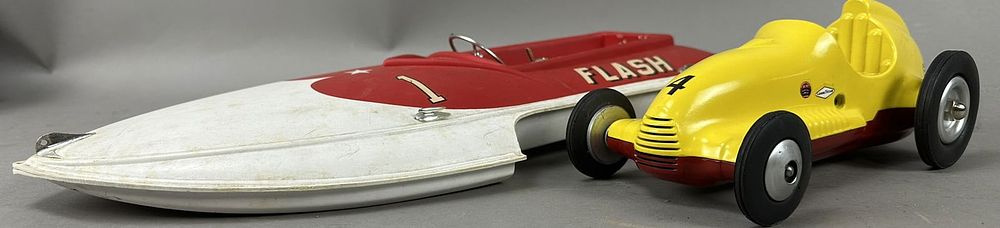 Lot 448: Pair Plastic Lindberg Line Flash Plastic Hydroplane & Race Car