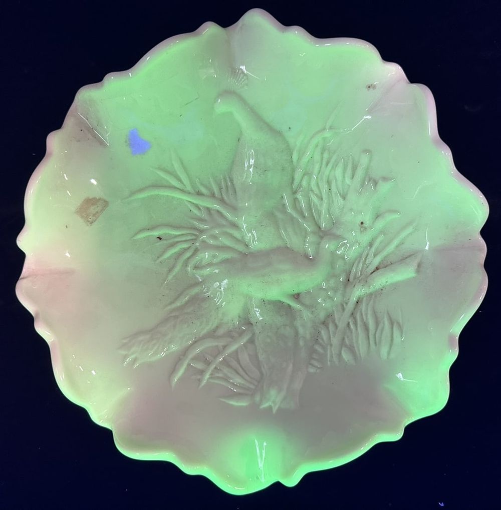 Lot 174: Northwood Peacocks  Custard Uranium Glass Bowl