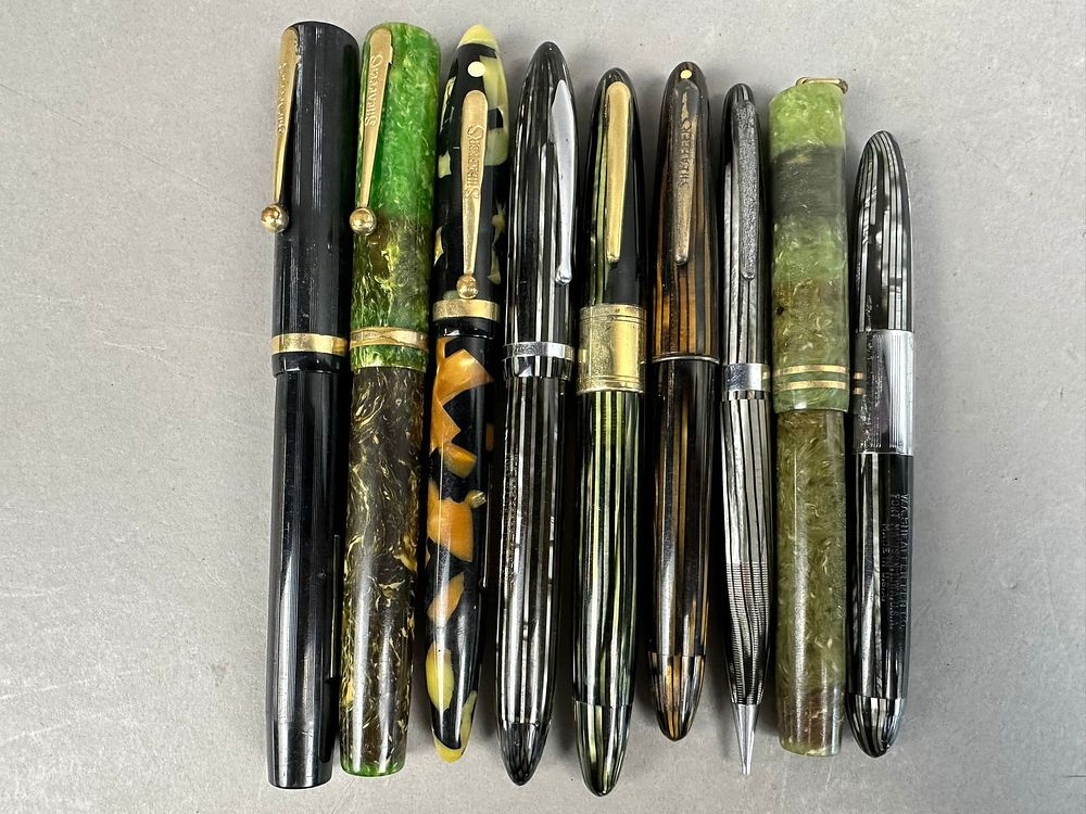 Lot 185: 9 Art Deco Era Shaeffers Balance Fountain Pen Lot