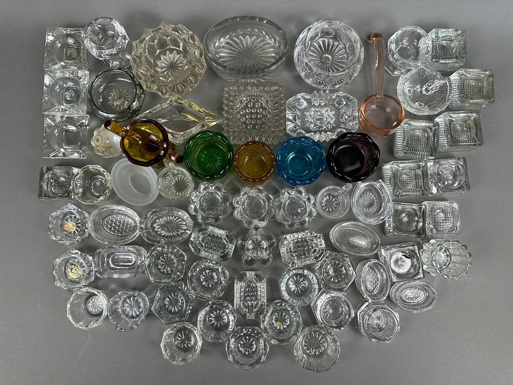 Lot 194: 65 Early America Pressed Pattern Glass Salt Dips