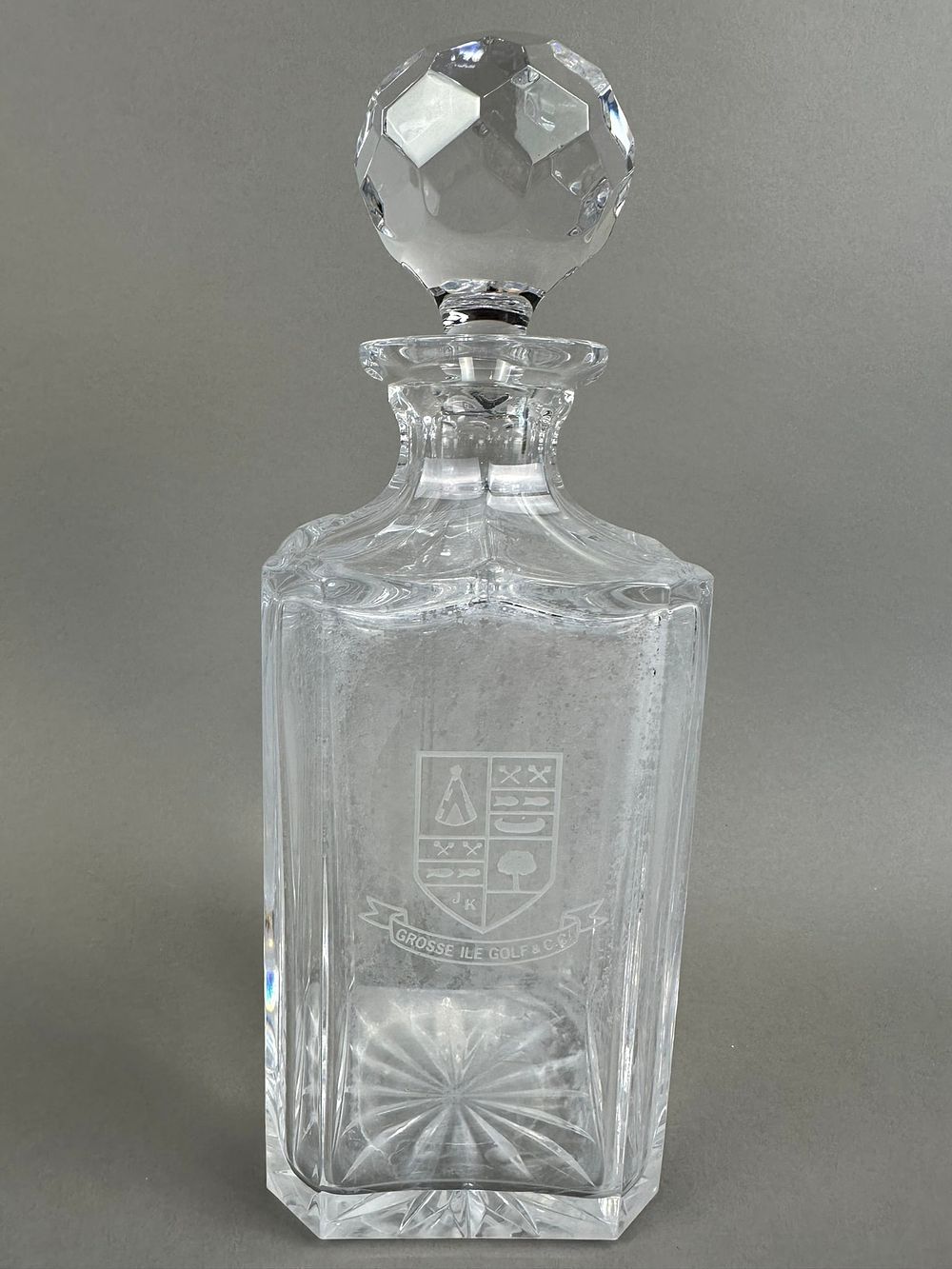 Lot 196: Crystal Glass Liquor Decanter Grosse Ile Country Club