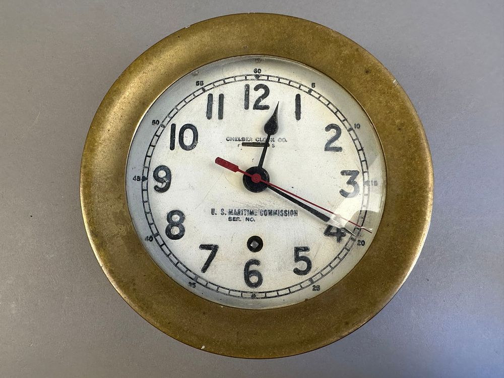 Lot 243: Antique Brass Chelsea Clock US Maritime Ship Clock