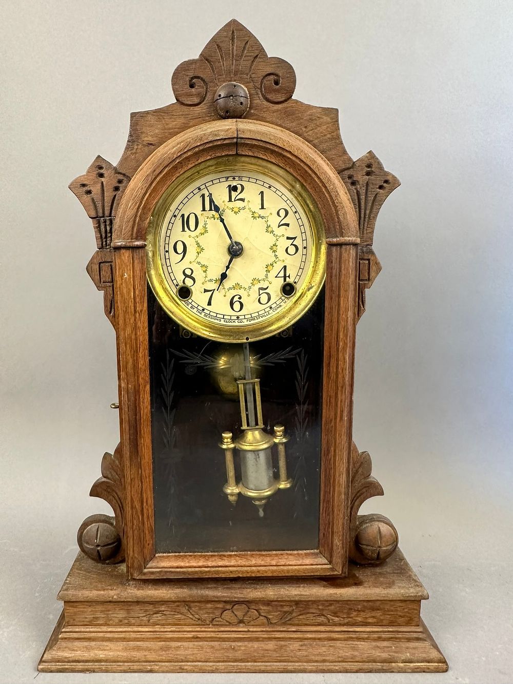 Lot 248: Antique Eastlake Era Walnut Sessions Mantel Clock
