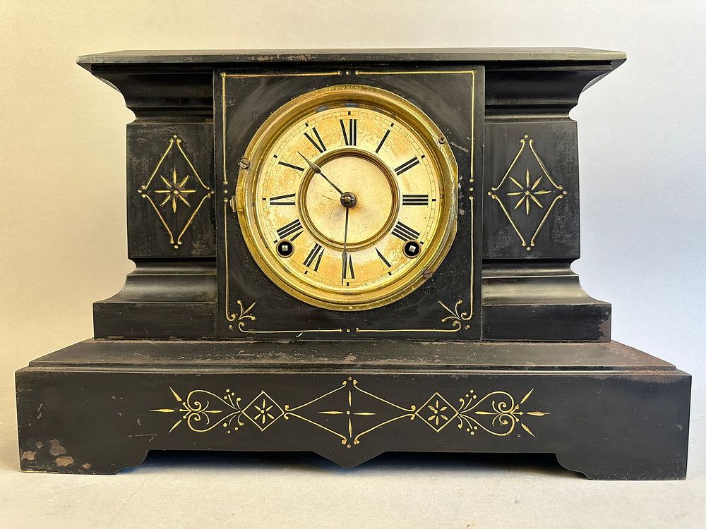 Lot 251: Antique Victorian Era Ansonia Iron Mantel Clock
