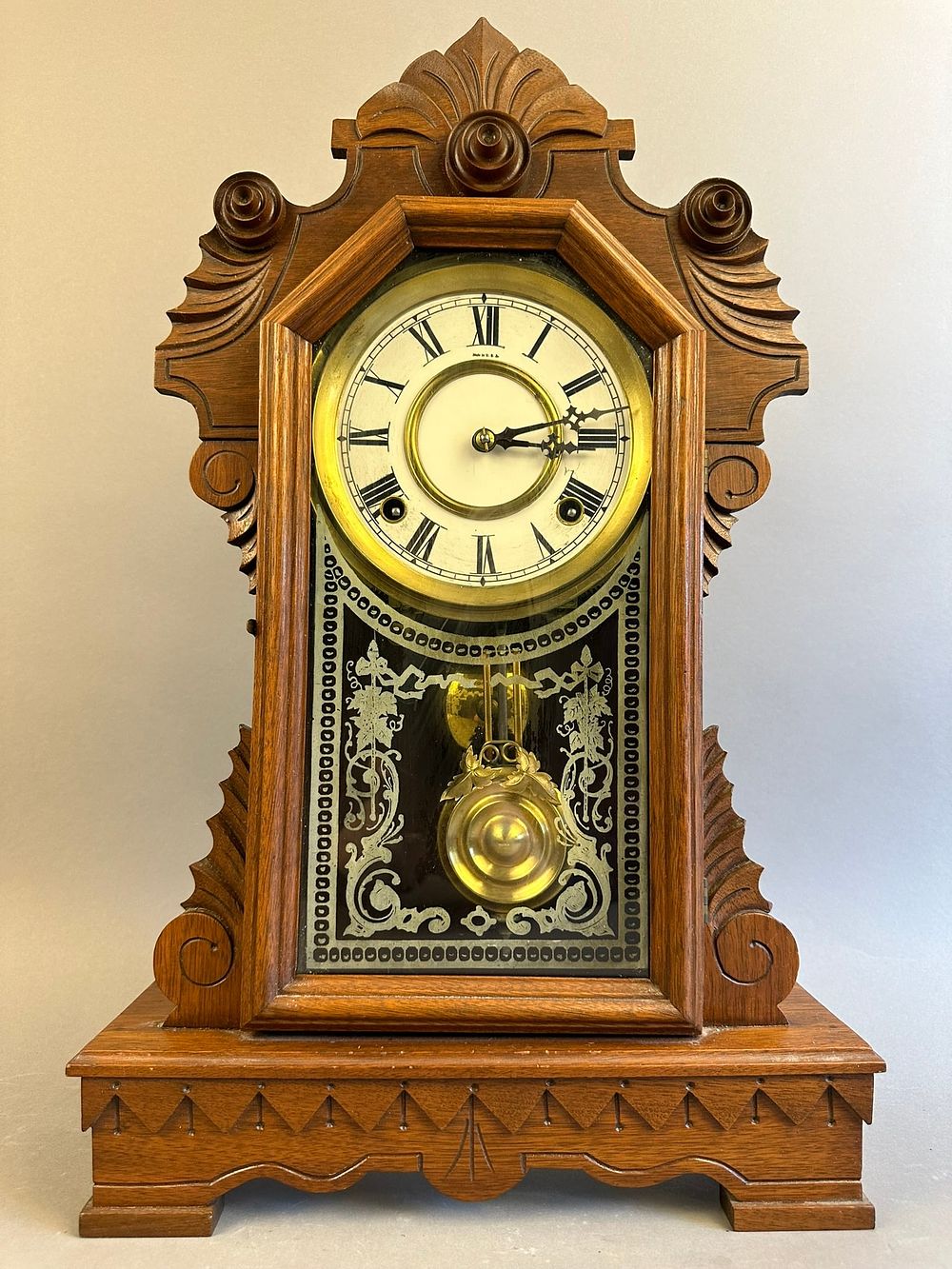 Lot 252: Antique Eastlake Victorian Walnut Mantel  Clock
