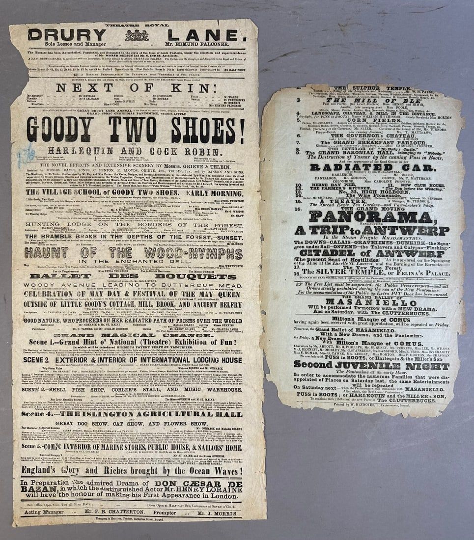Lot 259: Drury Lane Royal 1850s Playbill Goody Two Shoes