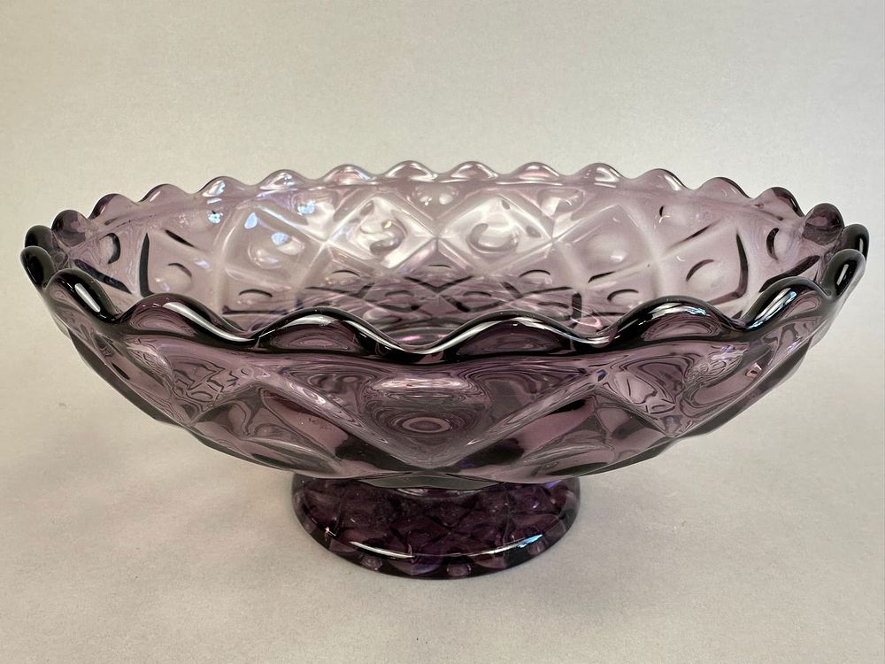 Lot 278: Vintage Viking Amethyst Glass Footed Compote Bowl