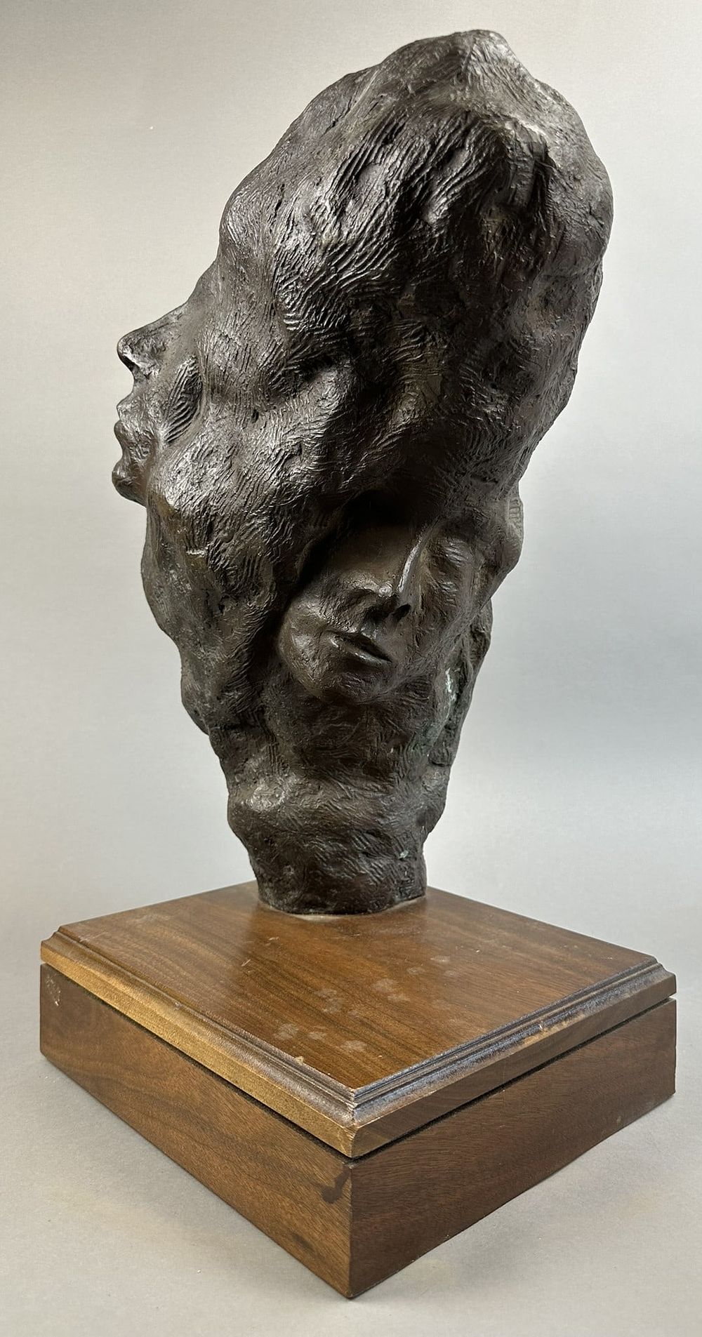 Lot 286: Antique Heavy Bronze Abstract Sculpture Multi Faces