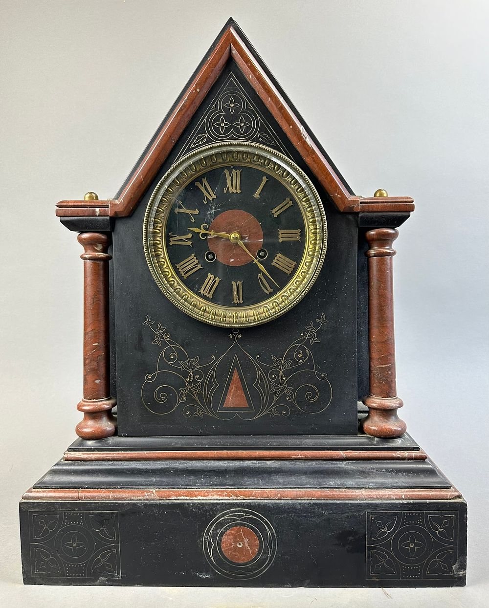 Lot 290: 19th Century Miroy Requier Iron Mantel Clock Heavy