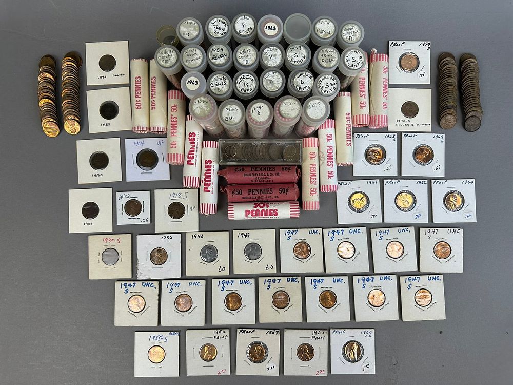 Lot 320: Large Lot  Wheat Penny Lincoln Cent Rolled Coins