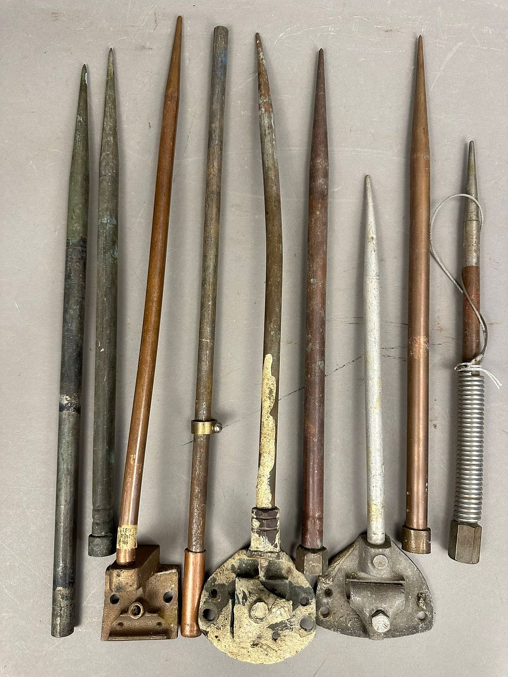 Lot 158: Lot of 9 Lightning Rod Weathervane Galvanized Tip Speers