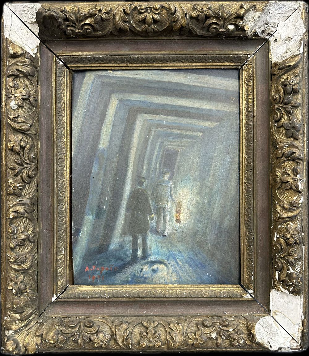 Lot 193: Early Signed 1921 Oil Painting French Artist Surrealism