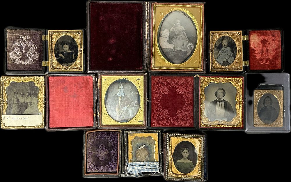 Lot 223B: Lot 9 19th Century Ambrotype Daguerreotype Cased Photos Men Women Children