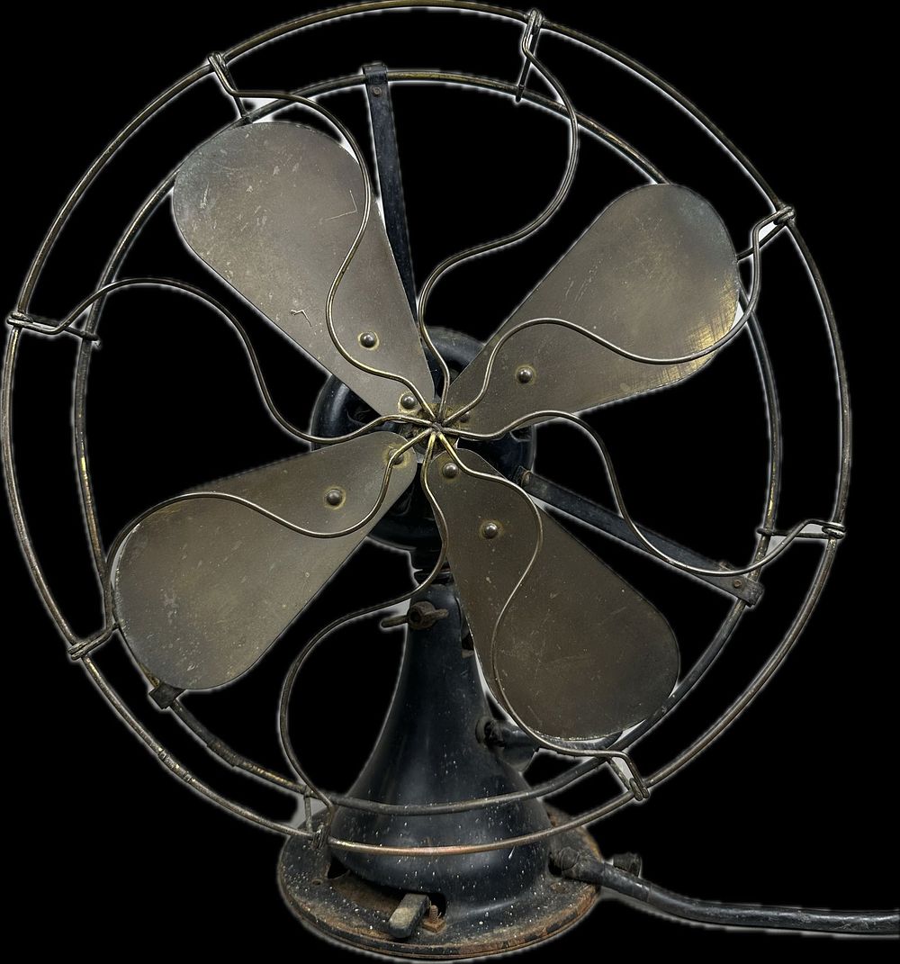 Lot 225: Antique 17" Diameter Wire Cage Brass 4 Blade 3 Speed Electric Fan