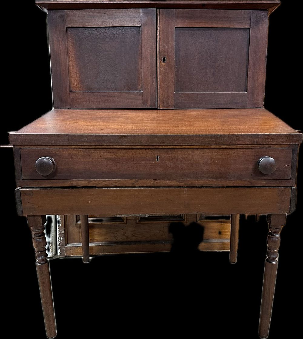 Lot 231: Beautiful 19th Century 2 Piece Walnut Slant Top Plantation Desk Northern Ohio