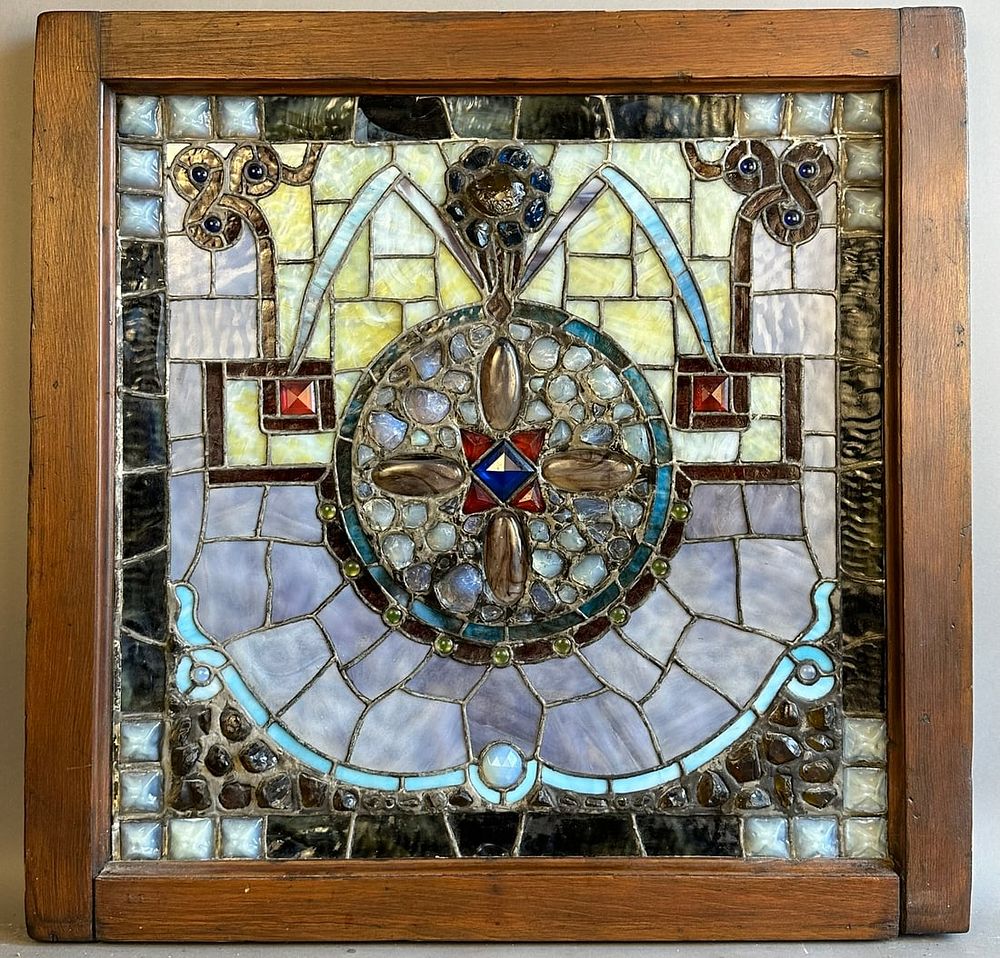 Lot 241: Beautiful Multi Color Stained Glass Window Heavy Crystal Decorations Unique Pattern