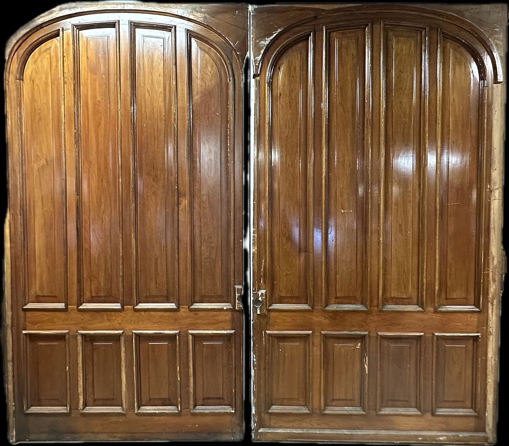 Lot 252: Massive Pair Antique Victorian Era Walnut Pocket Doors 107" Tall