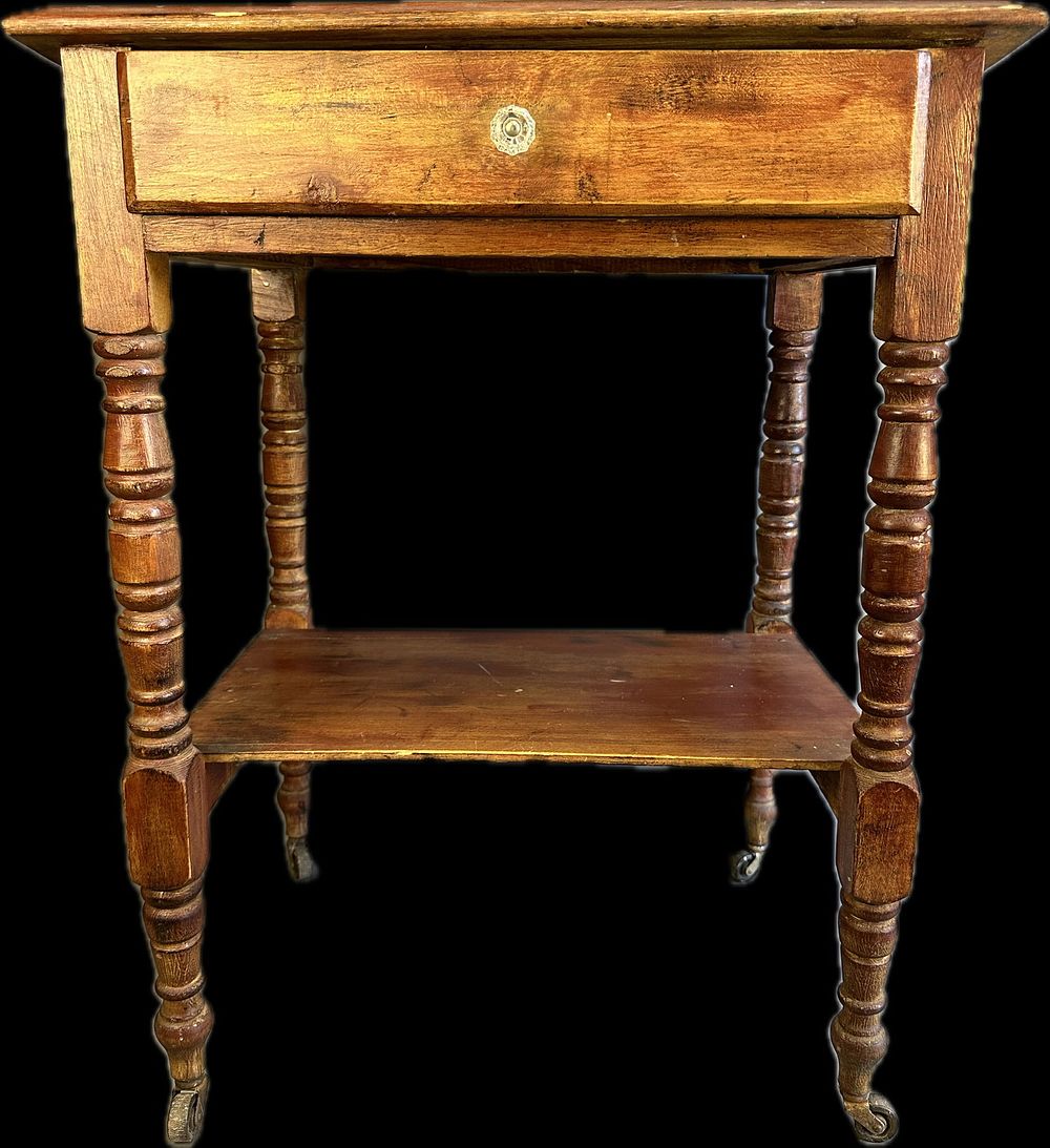 Lot 258: Antique 19th Century Single Drawer Night Stand w/Lower Shelf Twist Legs