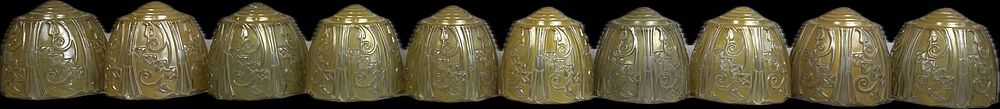 Lot 327: 10 Matching Slip Vase Amber Art Deco Glass Lamp Shades