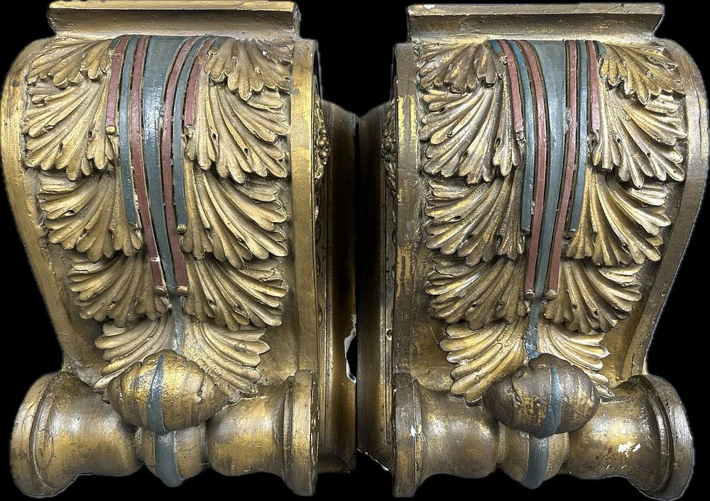 Lot 328: Antique Pair Incredible Ornate Plaster Victorian Era Corbels #2